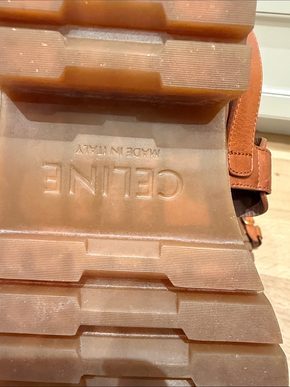 celine triomphe brown sandal 37 fits 7.5/8 - Picture 6 of 7